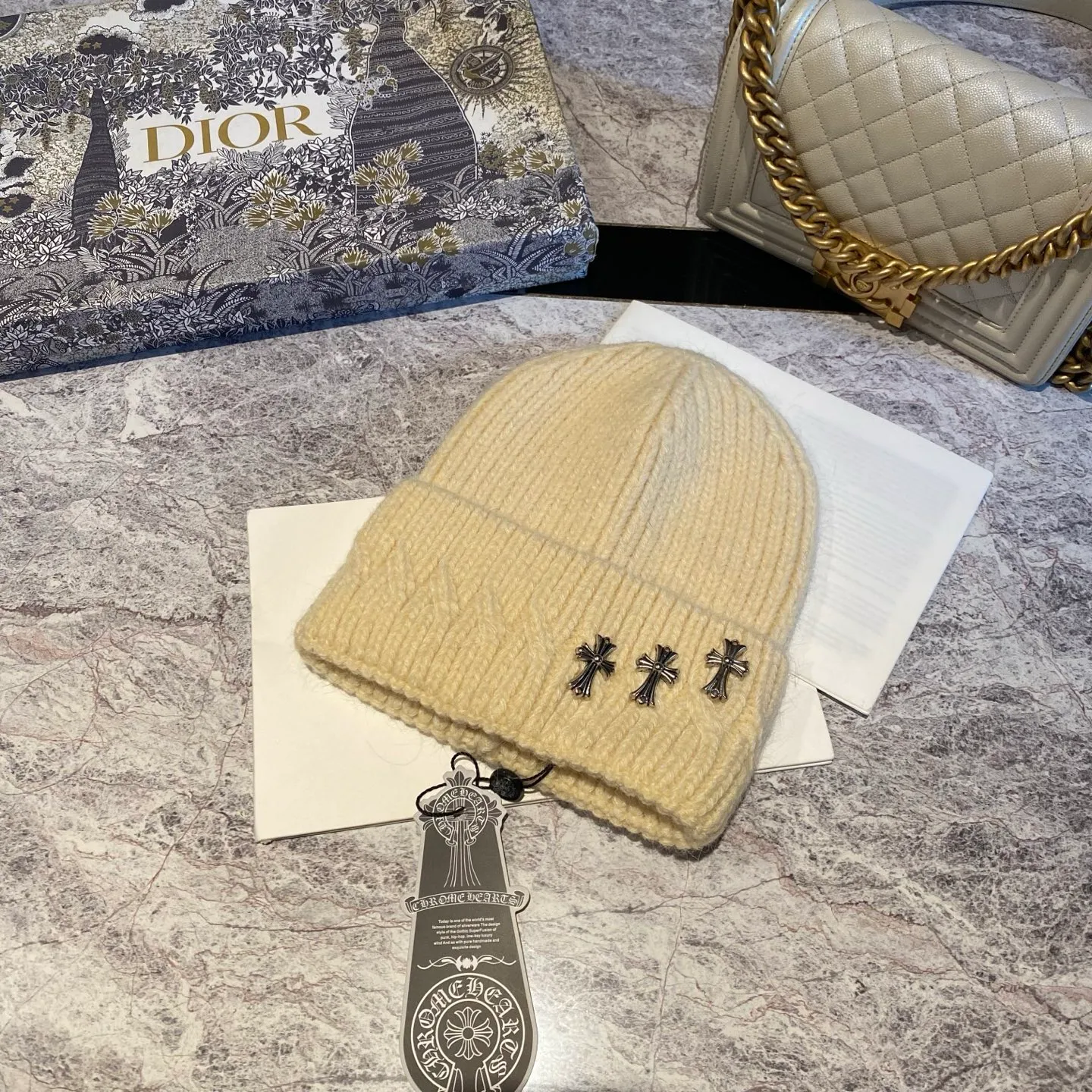 Crow Heart Rabbit Fur Knitted Hat
